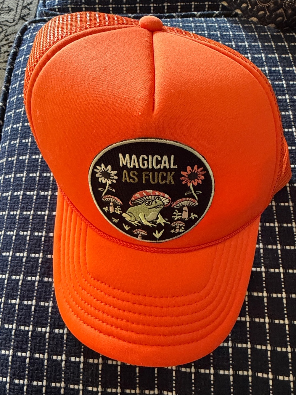 Orange trucker cap